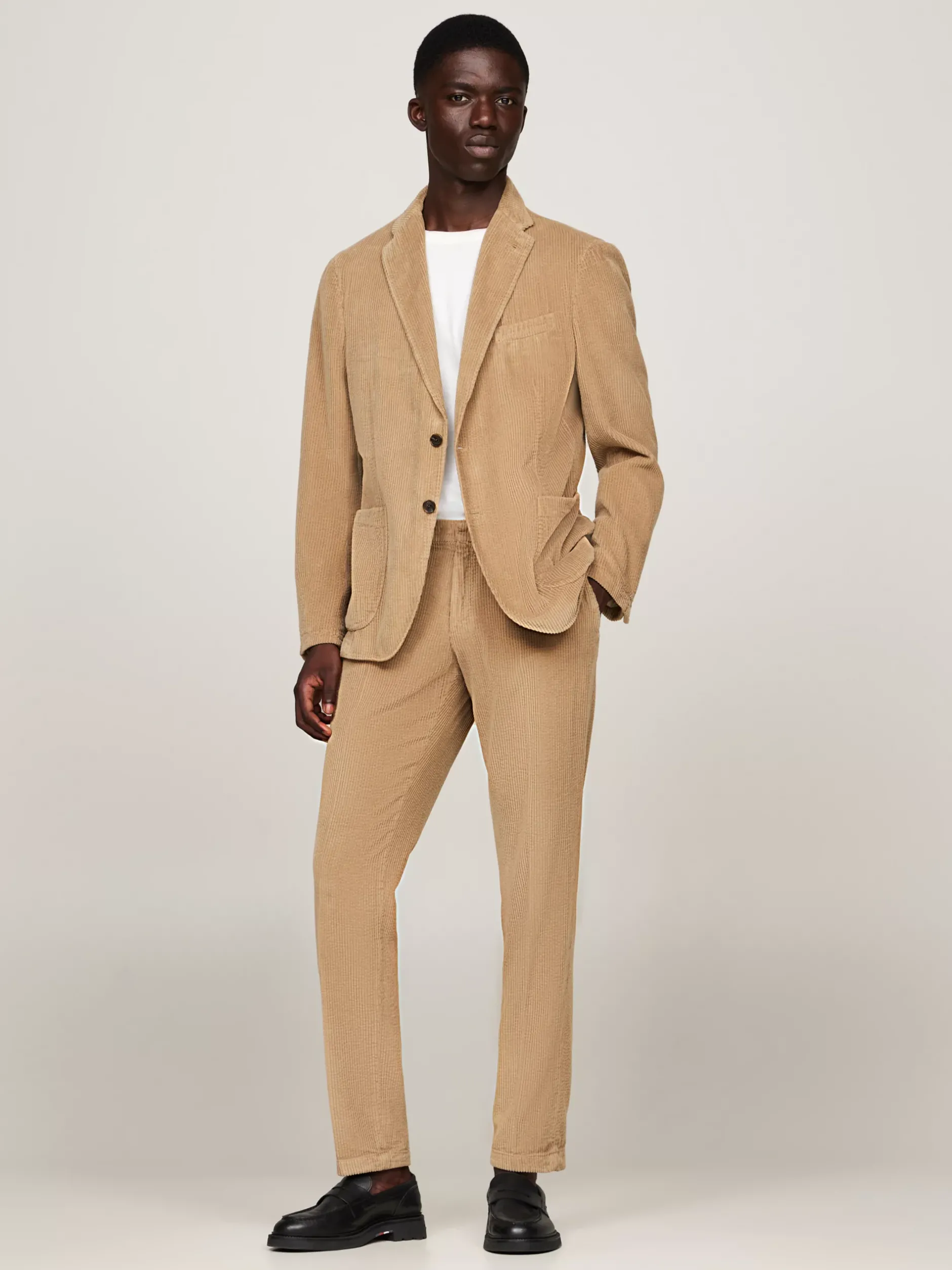 Garnitury I Kostiumy*Tommy Hilfiger Sztruksowy Garnitur O Wąskim Kroju BEIGE
