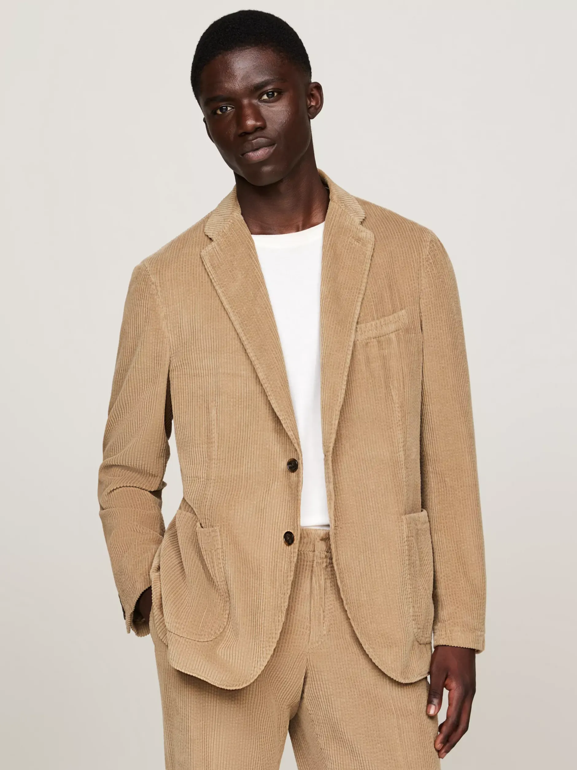 Garnitury I Kostiumy*Tommy Hilfiger Sztruksowy Garnitur O Wąskim Kroju BEIGE
