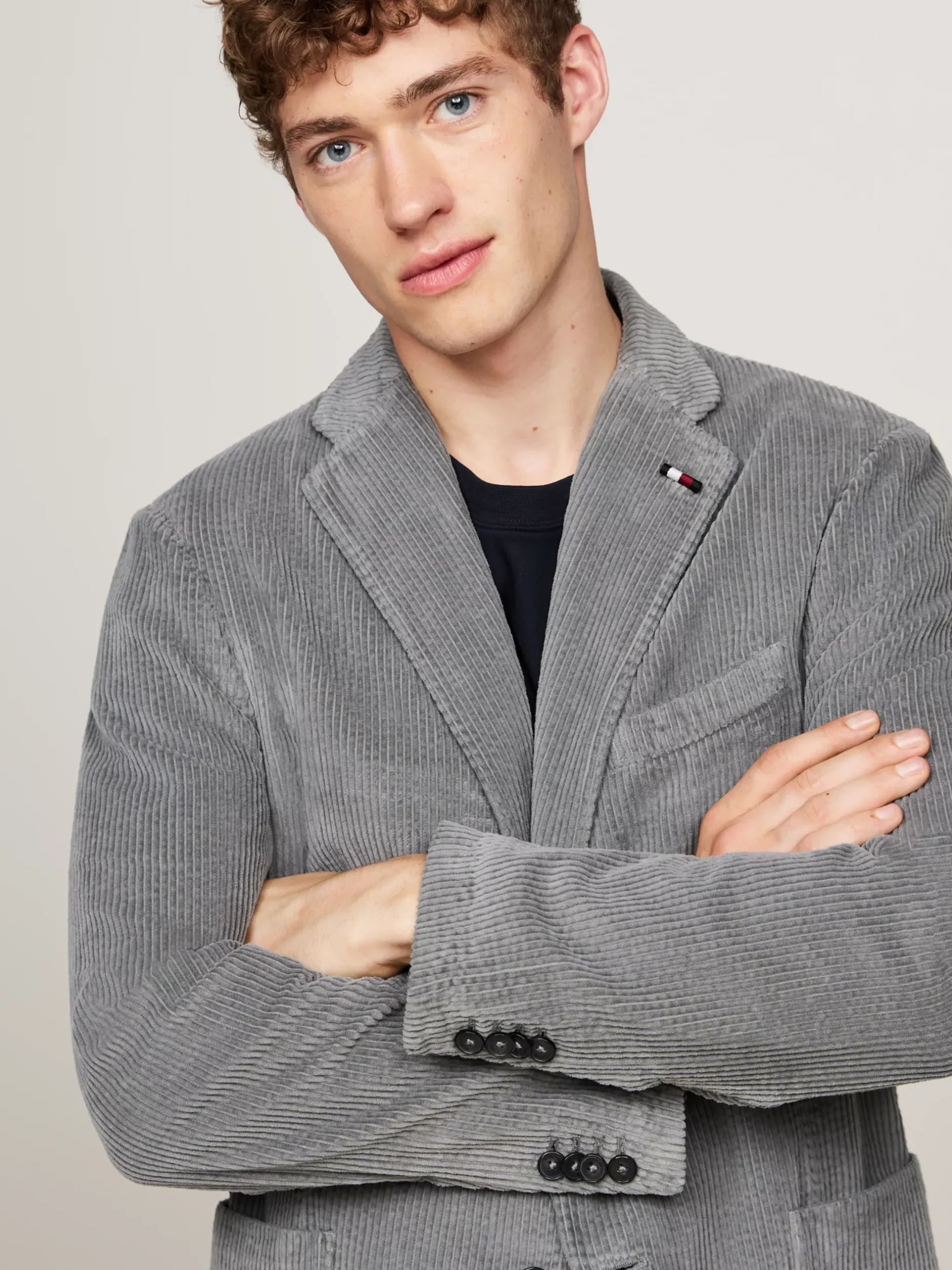 Garnitury I Kostiumy*Tommy Hilfiger Sztruksowy Garnitur O Wąskim Kroju GREY