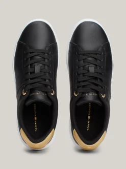 Sneakersy*Tommy Hilfiger Szykowne Skórzane Buty Sportowe BLACK