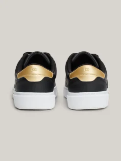 Sneakersy*Tommy Hilfiger Szykowne Skórzane Buty Sportowe BLACK