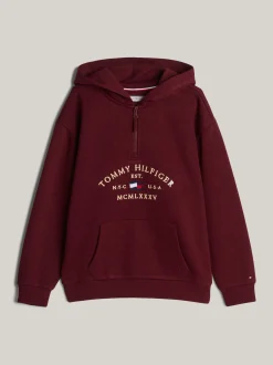 Bluzy Dresowe I Z Kapturem*Tommy Hilfiger Teksturowana Bluza Adaptive Z Kapturem I Logo DEEP ROUGE