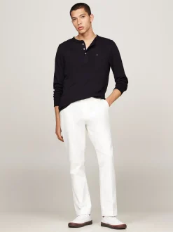 T-Shirty*Tommy Hilfiger Teksturowany Longsleeve Z Dekoltem Henley DESERT SKY