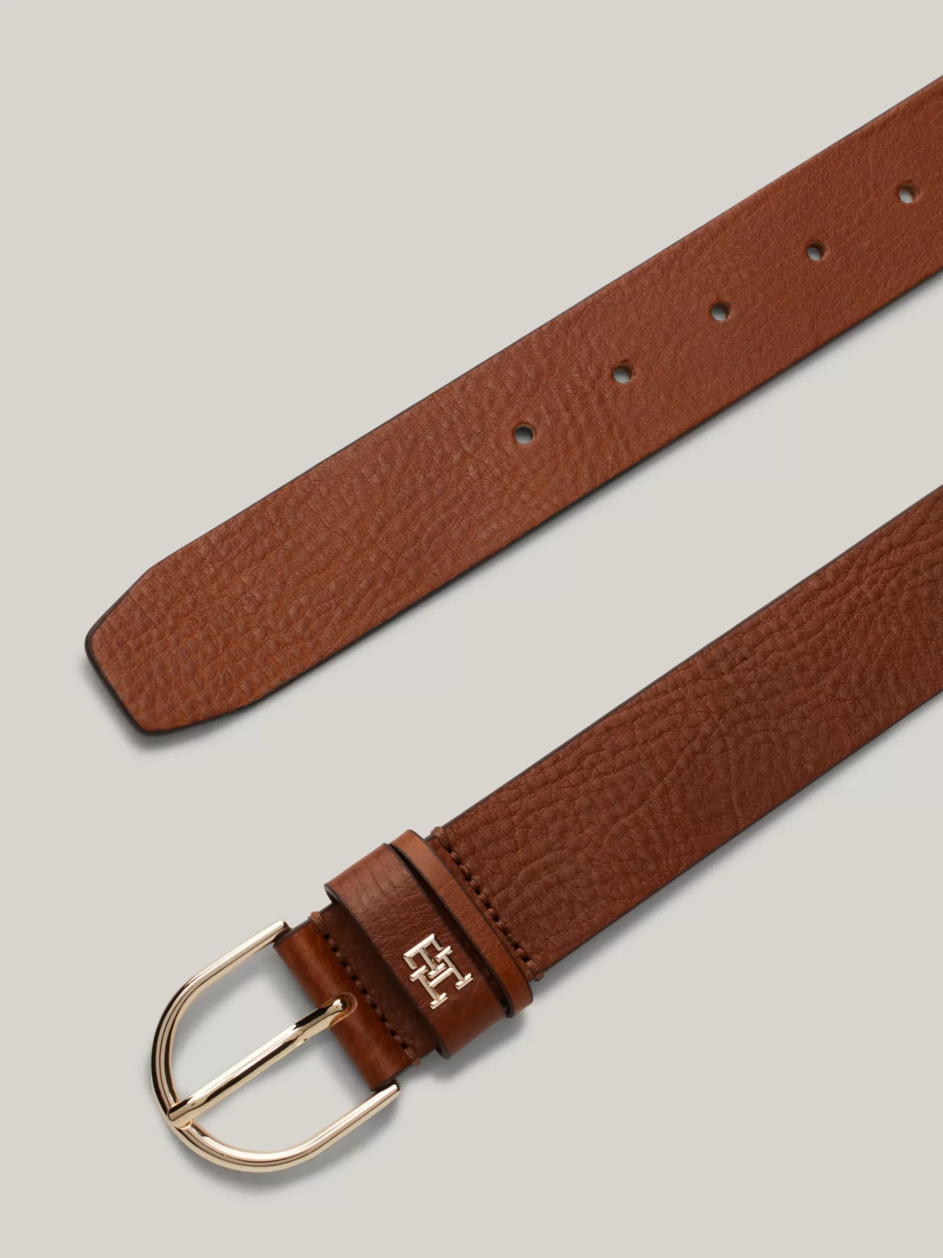 Paski*Tommy Hilfiger Teksturowany Pasek Skórzany Essential COGNAC