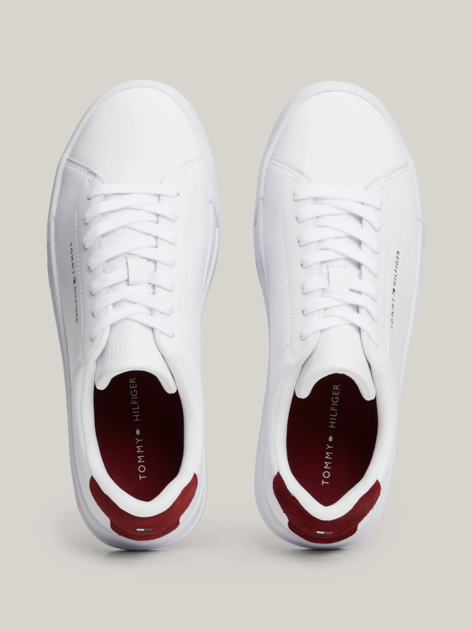 White Trainers|Sneakersy*Tommy Hilfiger Tenisówki Essential O Groszkowej Fakturze ROUGE