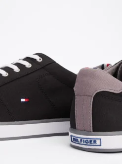 Sneakersy*Tommy Hilfiger Tenisówki Płócienne Sznurowane BLACK