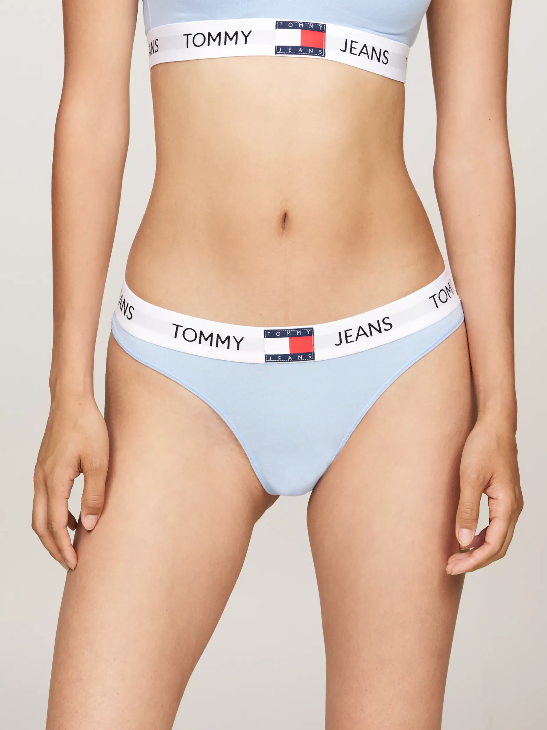 Bielizna|Figi*Tommy Hilfiger Thongi Heritage Z Logo Na Pasku CHAMBRAY BLUE