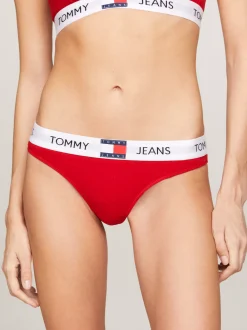 Figi|Bielizna*Tommy Hilfiger Thongi Heritage Z Logo Na Pasku DEEP CRIMSON