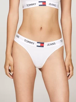 Figi|Bielizna*Tommy Hilfiger Thongi Heritage Z Logo Na Pasku WHITE