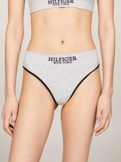 Figi|Bielizna*Tommy Hilfiger Thongi Hilfiger Monotype Z Kontrastową Lamówką LIGHT GREY HEATHER