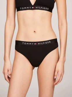 Figi|Bielizna*Tommy Hilfiger Thongi Z Elastycznym Paskiem Z Logo TH BLACK