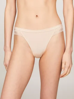 Figi|Bielizna*Tommy Hilfiger Thongi Z Koronką I Logo MISTY BLUSH