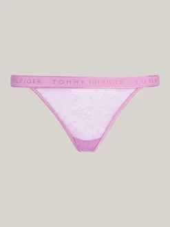 Figi|Bielizna*Tommy Hilfiger Thongi Z Koronki Z Motywem Kwiatowym I Z Logo SWEET PEA PINK