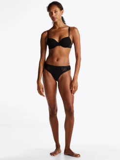 Figi|Bielizna*Tommy Hilfiger Thongi Z Koronkowym Wykończeniem I Logo BLACK