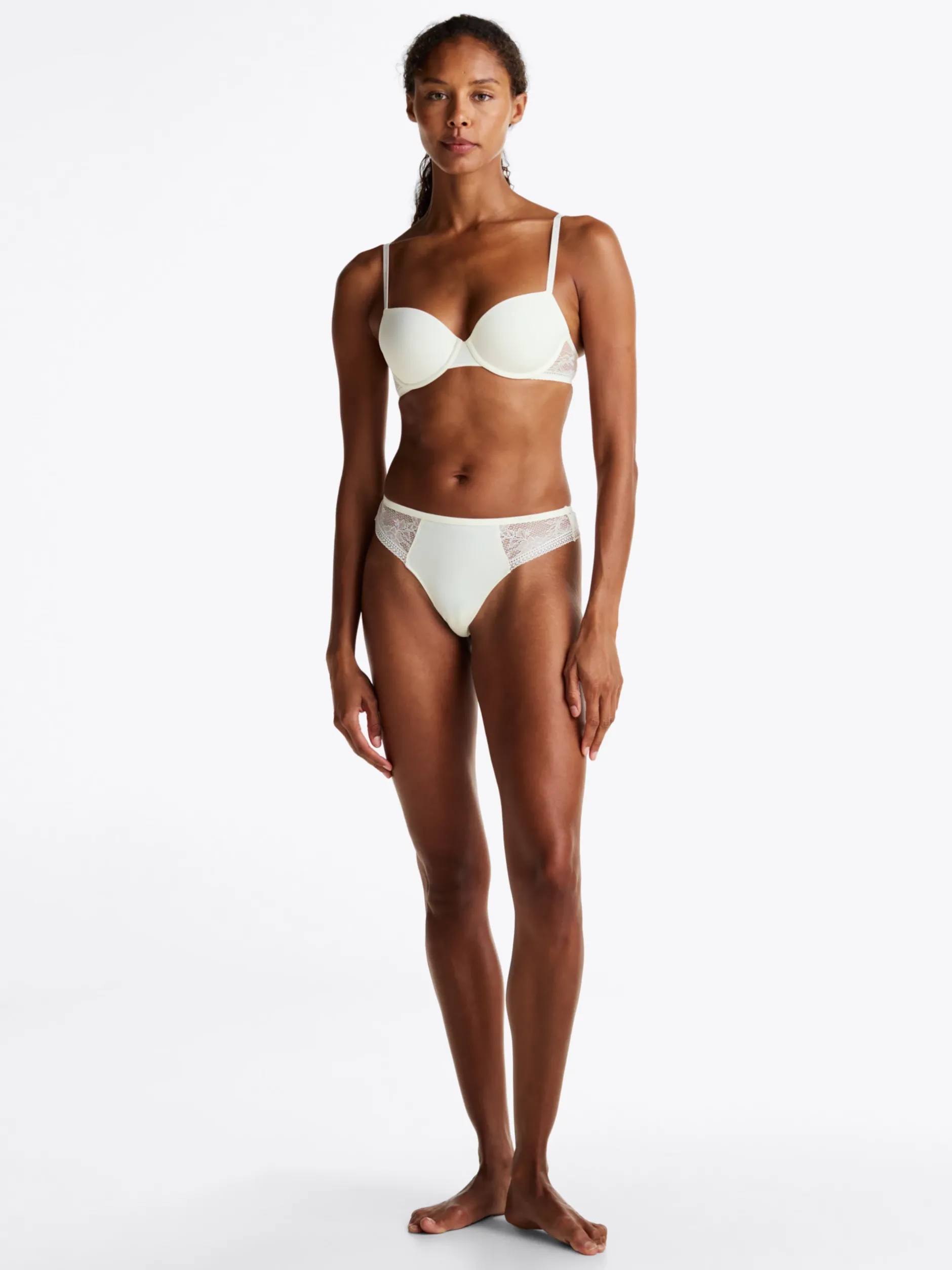 Figi|Bielizna*Tommy Hilfiger Thongi Z Koronkowym Wykończeniem I Logo IVORY
