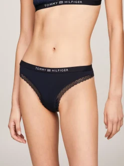 Figi|Bielizna*Tommy Hilfiger Thongi Z Logo I Koronkowym Wykończeniem DESERT SKY