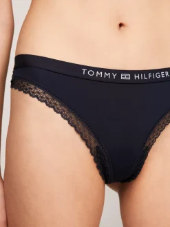 Figi|Bielizna*Tommy Hilfiger Thongi Z Logo I Koronkowym Wykończeniem DESERT SKY