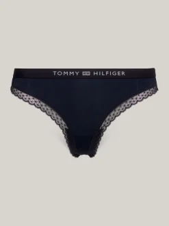 Figi|Bielizna*Tommy Hilfiger Thongi Z Logo I Koronkowym Wykończeniem DESERT SKY
