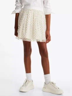 Spodnie, Szorty I Spódnice*Tommy Hilfiger Tiulowa Spódnica Z Motywem Gwiazdek ANCIENT WHITE ALLOVER