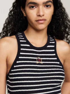 Swetry Z Okrągłym Dekoltem|Swetry*Tommy Hilfiger Top Bez Rękawów Z Kaszmirem DESERT SKY