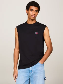 T-Shirty*Tommy Hilfiger Top Bez Rękawów Z Okrągłym Dekoltem BLACK