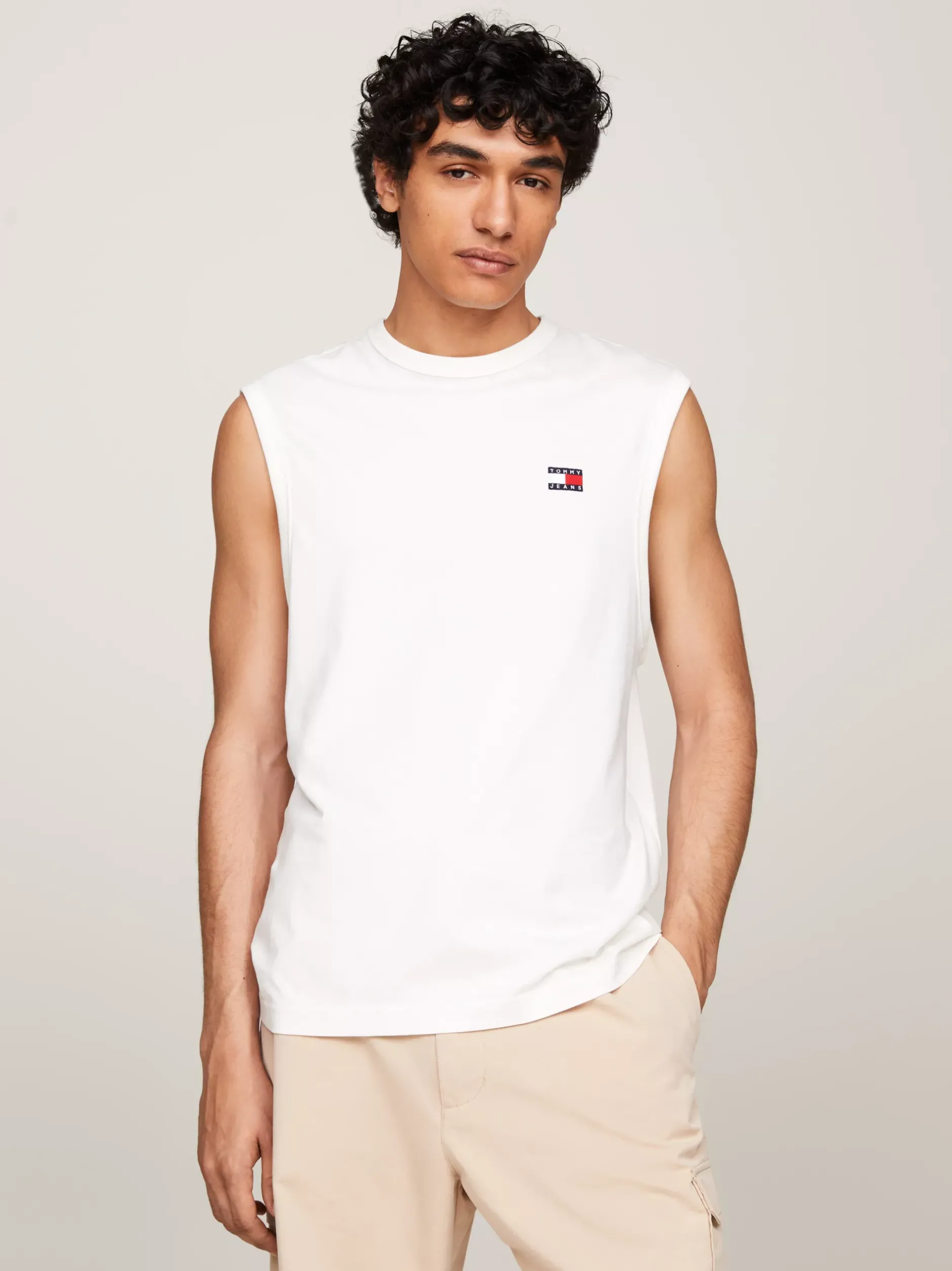 T-Shirty*Tommy Hilfiger Top Bez Rękawów Z Okrągłym Dekoltem ANCIENT WHITE