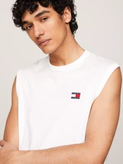 T-Shirty*Tommy Hilfiger Top Bez Rękawów Z Okrągłym Dekoltem ANCIENT WHITE