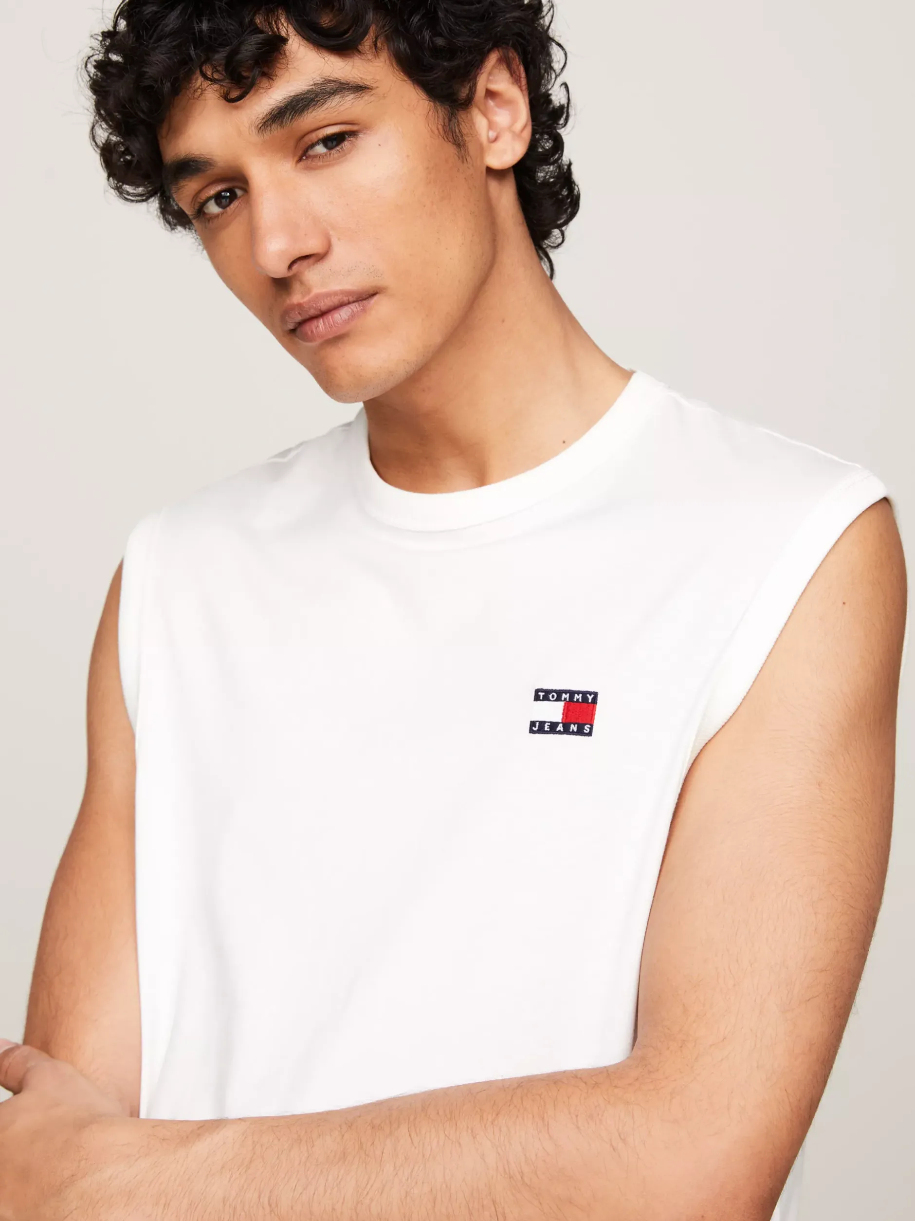 T-Shirty*Tommy Hilfiger Top Bez Rękawów Z Okrągłym Dekoltem ANCIENT WHITE