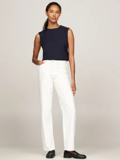 T-Shirty*Tommy Hilfiger Top Bez Rękawów Z Wytłaczanymi Guzikami DESERT SKY