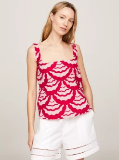 Koszule & Bluzki*Tommy Hilfiger Top Na Ramiączkach Z Muszelkowym Nadrukiem EXPLODED VASITY SEAL/ PRIMARY RED