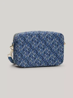 Torebki Na Pasku*Tommy Hilfiger Torba Na Aparat Z żakardowego Płótna FOSSIL BLUE MONO