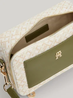 Torebki Na Pasku*Tommy Hilfiger Torba Na Aparat Z żakardowego Płótna UTILITY OLIVE/NEUTRAL MONO