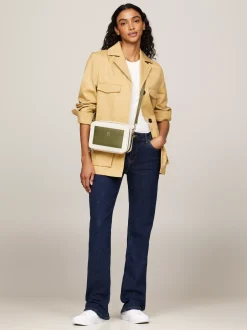 Torebki Na Pasku*Tommy Hilfiger Torba Na Aparat Z żakardowego Płótna UTILITY OLIVE/NEUTRAL MONO