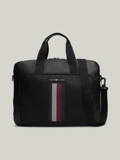 Torby Na Laptopa*Tommy Hilfiger Torba Na Laptopa Z Fakturą Piki Na Kieszonce BLACK