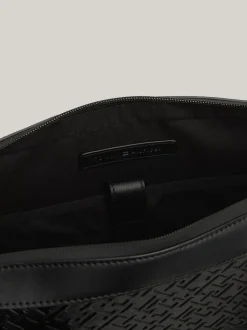Torby Na Laptopa*Tommy Hilfiger Torba Na Laptopa Z Wytłoczonym Monogramem TH BLACK