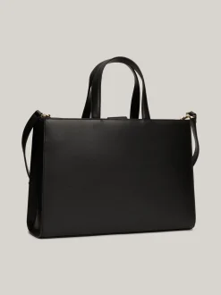 Torebki Tote*Tommy Hilfiger Torba Na Pasku Z Monogramem TH BLACK