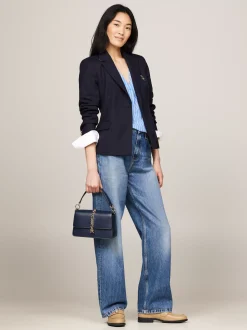 Torebki Na Pasku*Tommy Hilfiger Torba Na Ramię Z łańcuszkiem I Monogramem TH SPACE BLUE