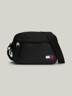 Torebki Na Pasku*Tommy Hilfiger Torba Na Ramię Z Logo Powlekanym Gumą BLACK