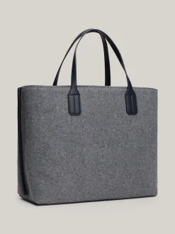 Torebki-Worki*Tommy Hilfiger Torba Typu Tote Z Mieszanki Wełny TH Monogram MID GREY HEATHER
