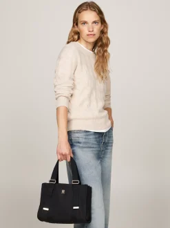 Torebki Tote*Tommy Hilfiger Torba Typu Tote Z Monogramem TH BLACK