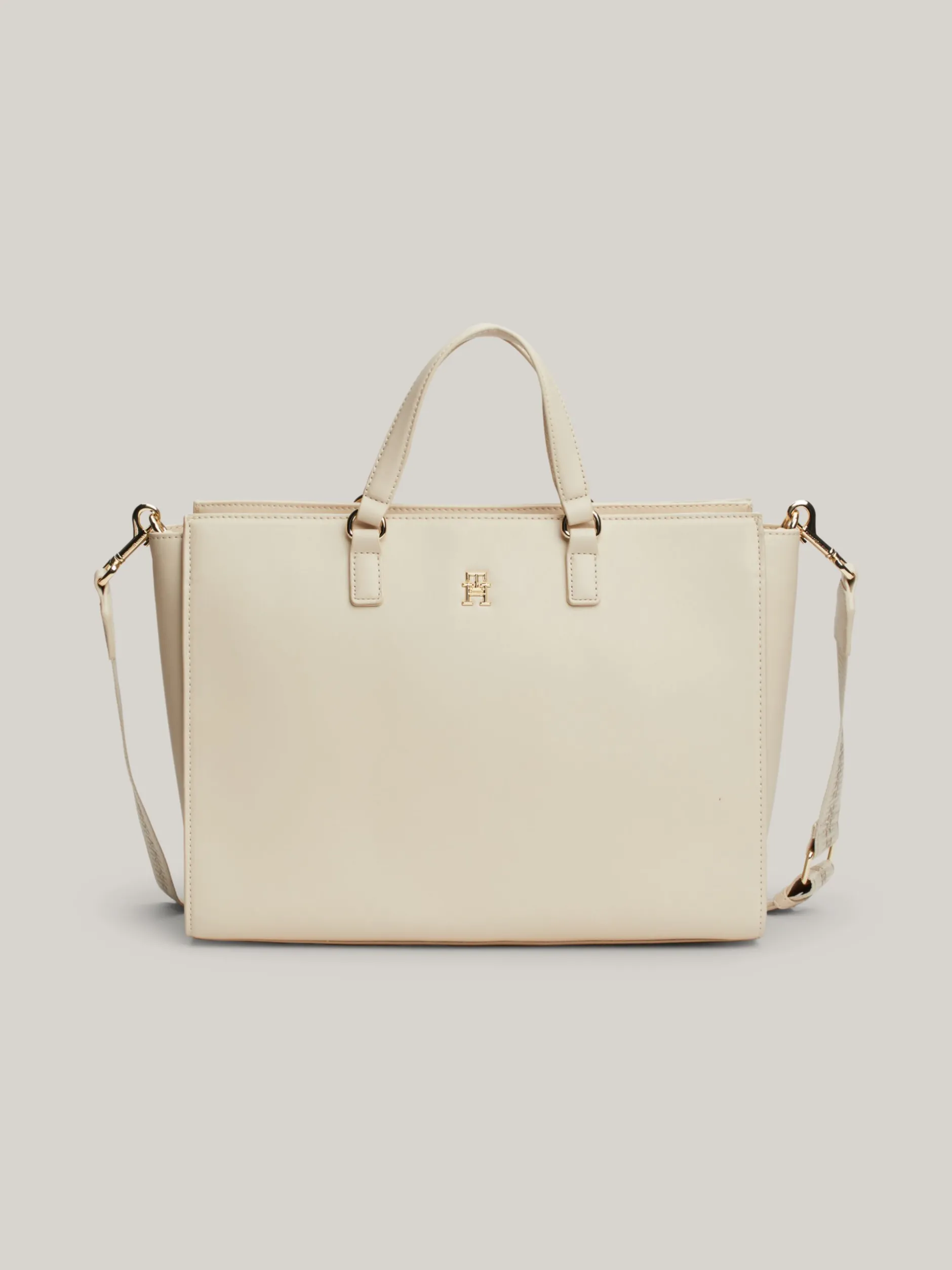 Torebki Tote*Tommy Hilfiger Torba Typu Tote Z Monogramem TH I Logo CLASSIC BEIGE