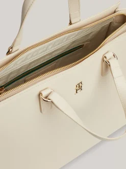 Torebki Tote*Tommy Hilfiger Torba Typu Tote Z Monogramem TH I Logo CLASSIC BEIGE