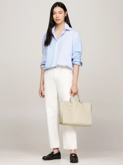 Torebki Tote*Tommy Hilfiger Torba Typu Tote Z Monogramem TH I Logo CLASSIC BEIGE