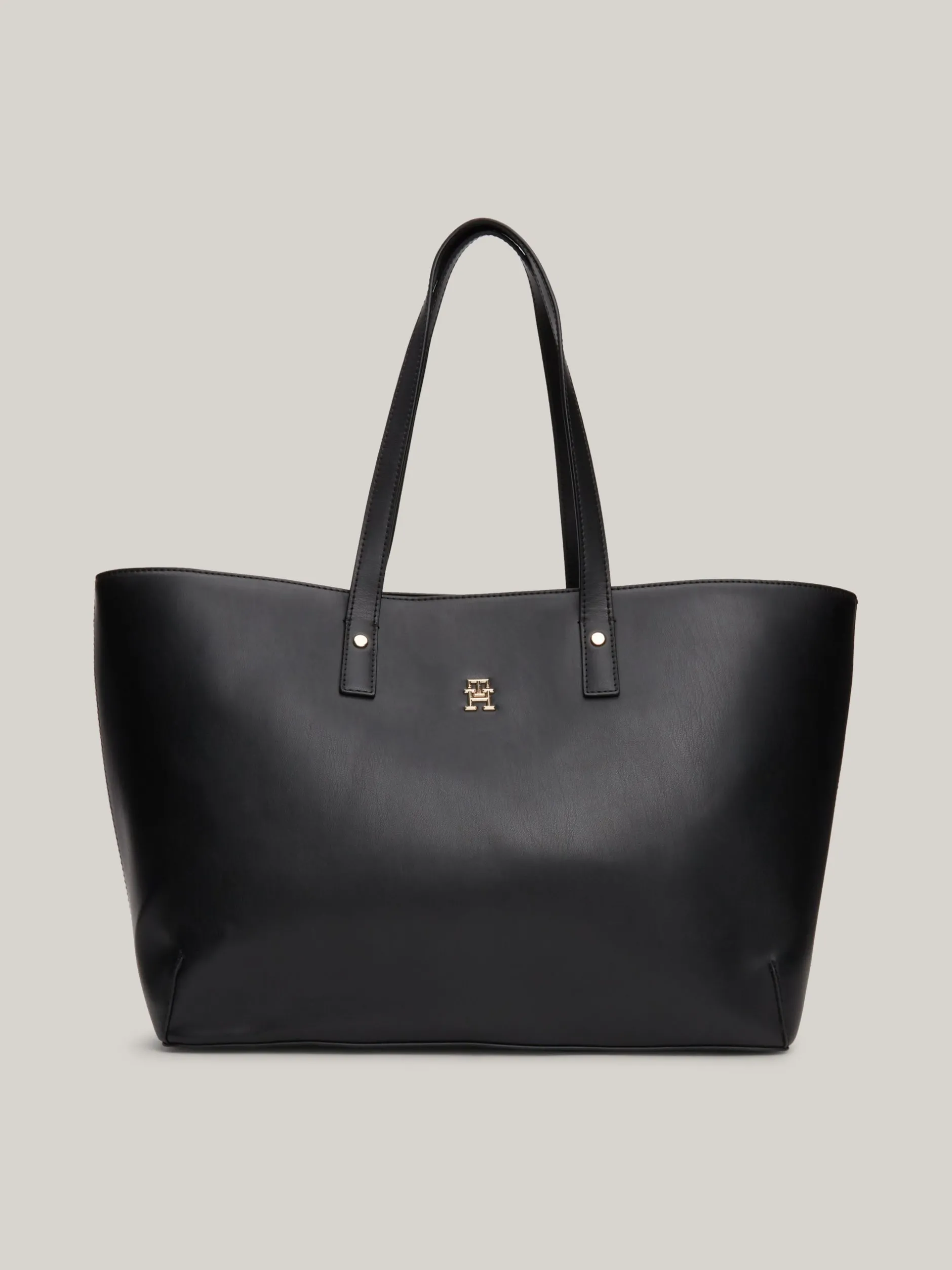 Torebki Tote*Tommy Hilfiger Torba Typu Tote Z Plakietką Z Monogramem TH BLACK