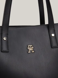 Torebki Tote*Tommy Hilfiger Torba Typu Tote Z Plakietką Z Monogramem TH BLACK