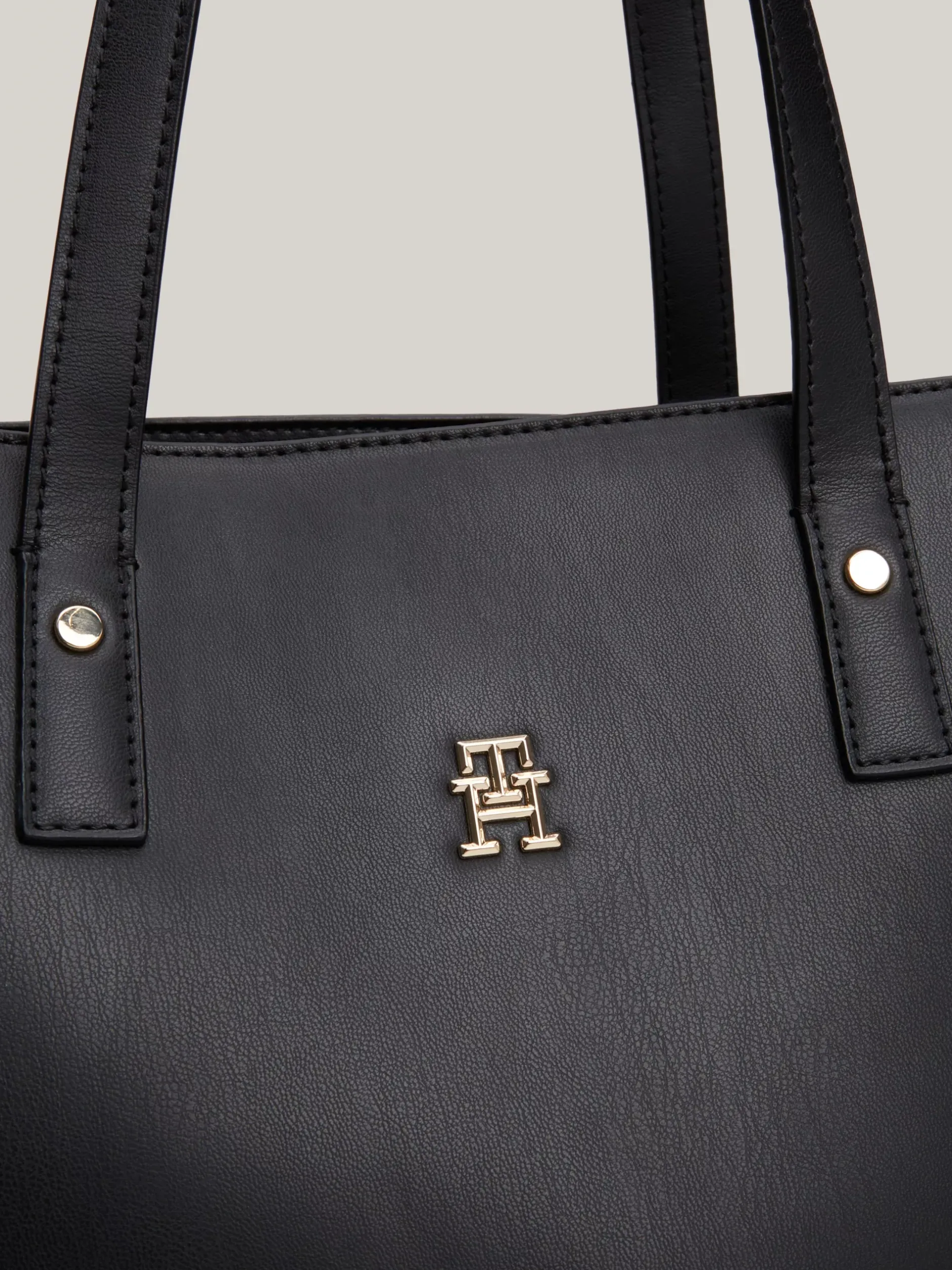 Torebki Tote*Tommy Hilfiger Torba Typu Tote Z Plakietką Z Monogramem TH BLACK