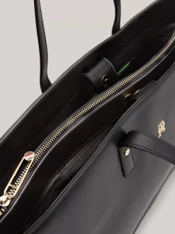 Torebki Tote*Tommy Hilfiger Torba Typu Tote Z Plakietką Z Monogramem TH BLACK