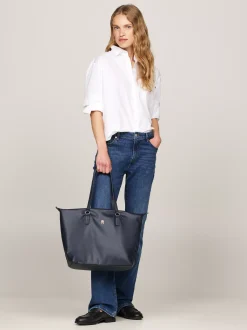 Torebki Tote*Tommy Hilfiger Torba Typu Tote Z Plakietką Z Monogramem TH SPACE BLUE