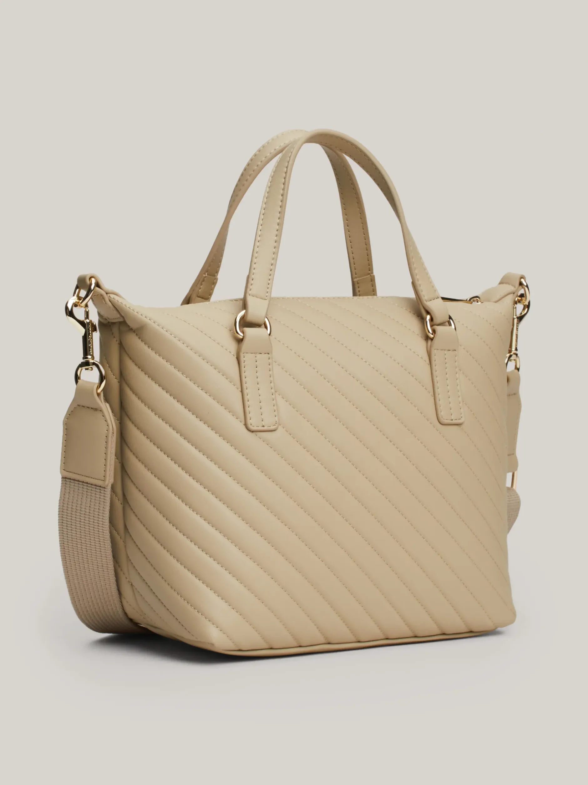 Torebki Tote*Tommy Hilfiger Torba Typu Tote Z Przeszyciami TH Monogram BEIGE