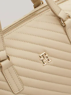 Torebki Tote*Tommy Hilfiger Torba Typu Tote Z Przeszyciami TH Monogram BEIGE